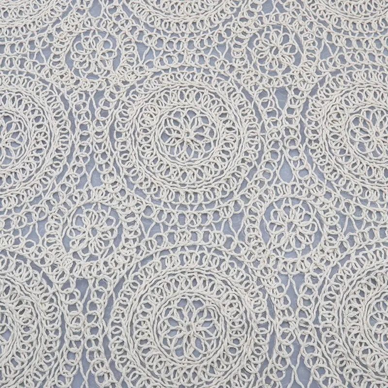 Hot selling polyester cotton guipure lace fabric embroidery geometry luxury lace fabric for clothing5