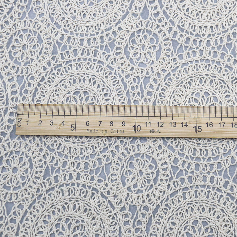 Hot selling polyester cotton guipure lace fabric embroidery geometry luxury lace fabric for clothing6