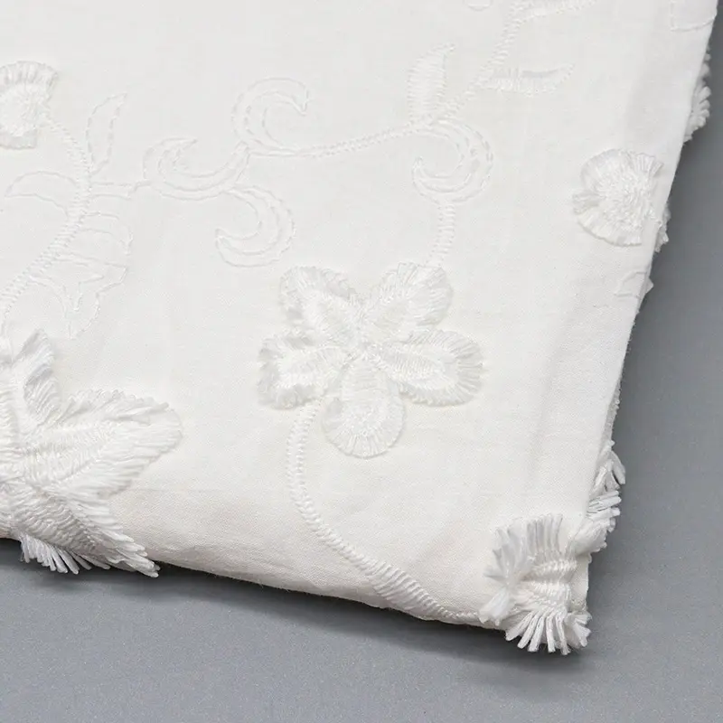 100% Cotton Exquisite 3d Embroidered Fabric For Woman Dress