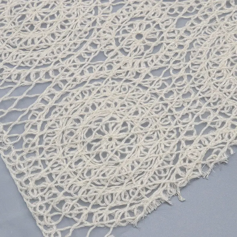 Hot selling polyester cotton guipure lace fabric embroidery geometry luxury lace fabric for clothing7