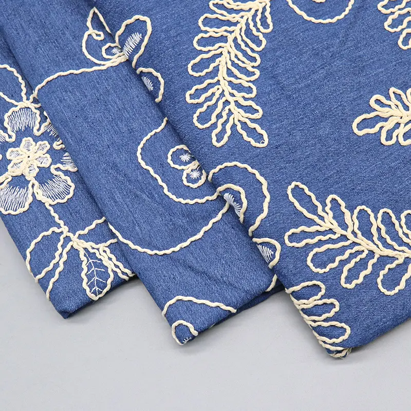 Premium Denim Cord Embroidery Fabric – Soft, Stylish & Skin-Friendly