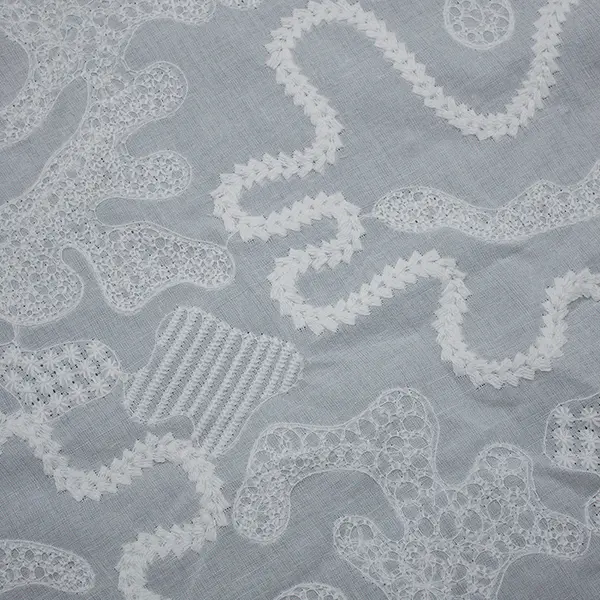 White Cute Pure Cotton Embroidery Fabric For Kids Girl Clothing